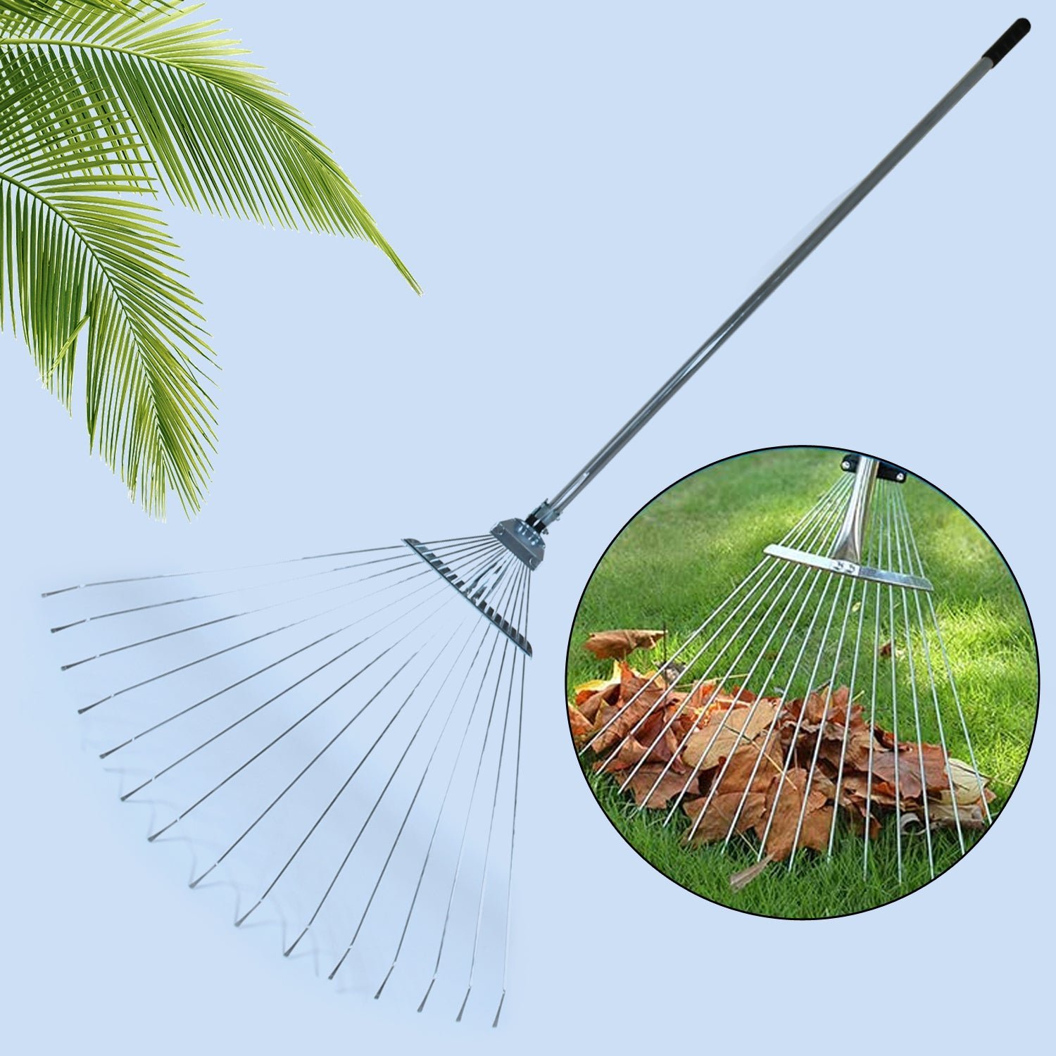 Adjustable Garden Rake – Telescopic Steel for Lawn Cleanup | Indo Glow