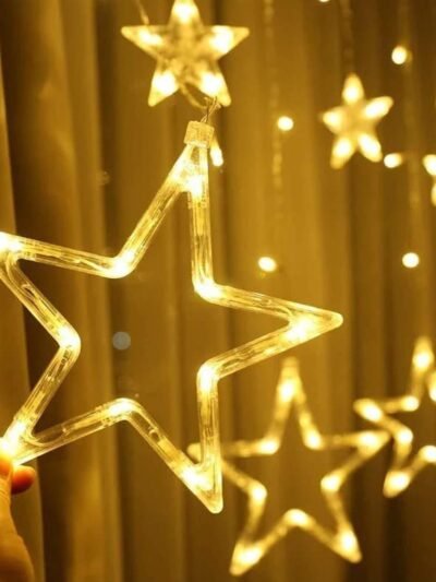 Star Curtain Lights – 12 LED Stars, 8 Flashing Modes | Indo Glow