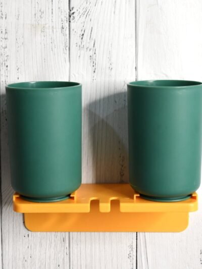 Wall Mount Toothbrush Holder � 2 Cups, Self-Adhesive | BrushedUp