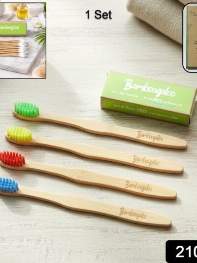 Bamboo Toothbrush Set for Adults – Soft Bristles, Pack of 4