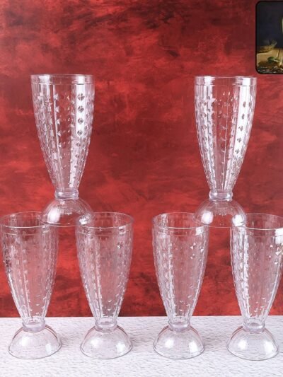 Plastic Milkshake Glass Set – Durable 400ML Plastic Tumblers (6 Pieces)