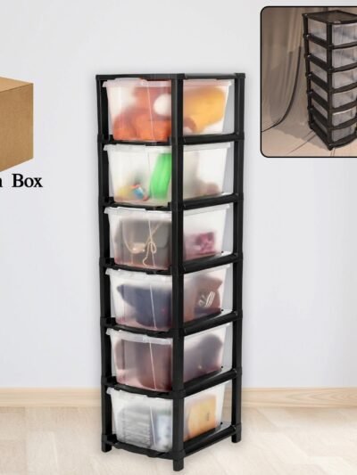6-Layer Plastic Drawer Storage Cabinet – Transparent & Modular