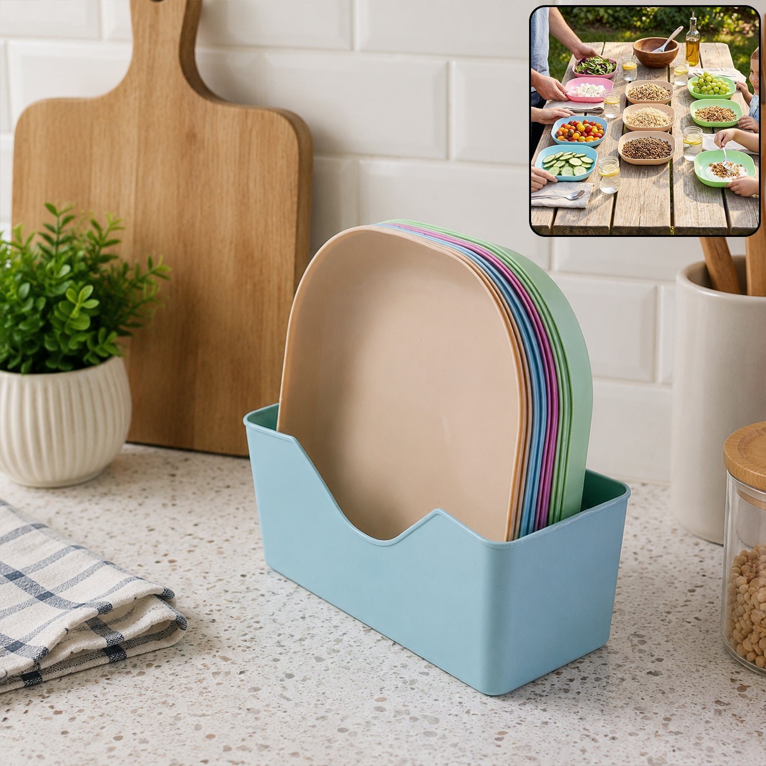 11-in-1 Snack Serving Plates Set � Multi-Compartment & Durable