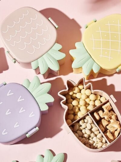 Kids Bento Lunch Box – Pineapple Design, Fork & Spoon | Lunchie Bunchie