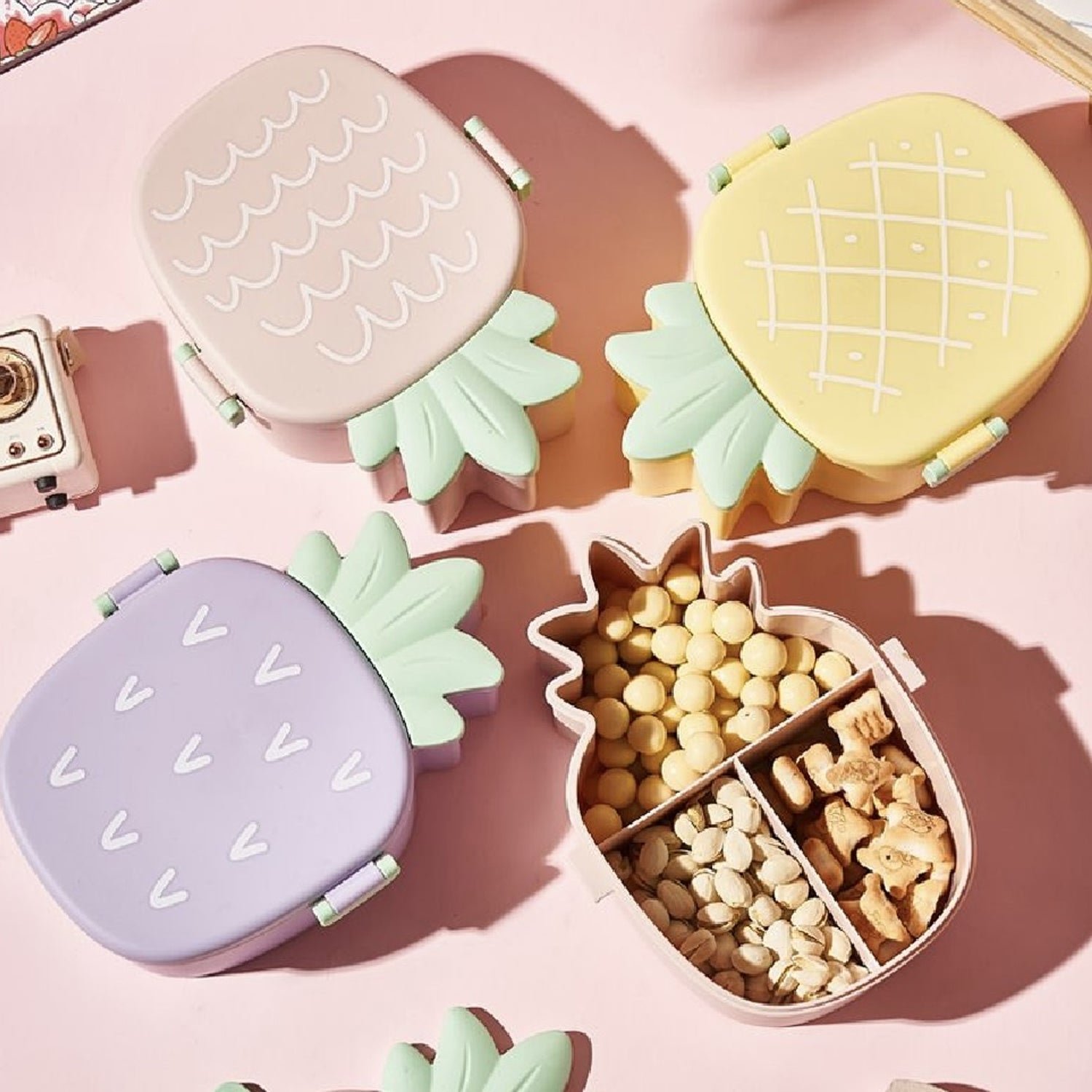 Kids Bento Lunch Box – Pineapple Design, Fork & Spoon | Lunchie Bunchie