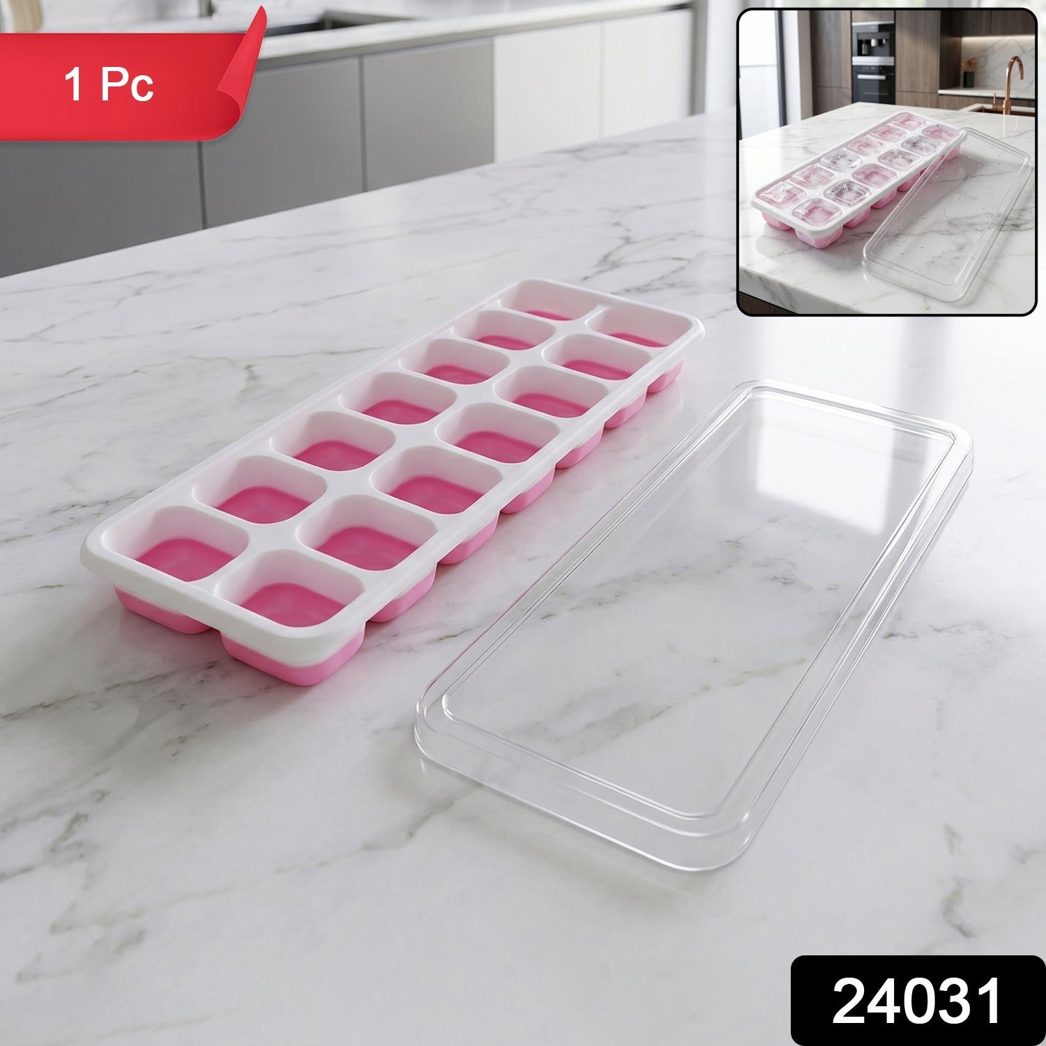 Plastic Ice Cube Tray � Durable with Lid for Easy Freezing