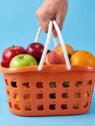 Plastic Storage Basket with Handle � Durable & Lightweight for Home & Shopping