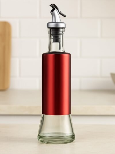 Glass Oil Dispenser – Durable 300ml Bottle with Plastic Cover