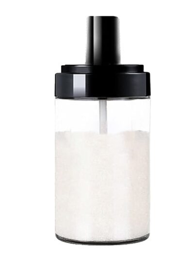 Glass Spice Jar – Attached Spoon & Leakproof Lid | Tidy Table