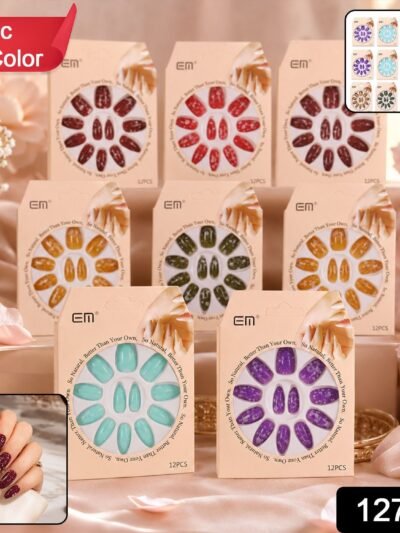 Long Coffin Press-On Nails – Premium 3D Embellished Design