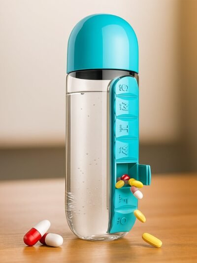 Pill Organizer Water Bottle 600ml – Travel Friendly | Own Hydrate