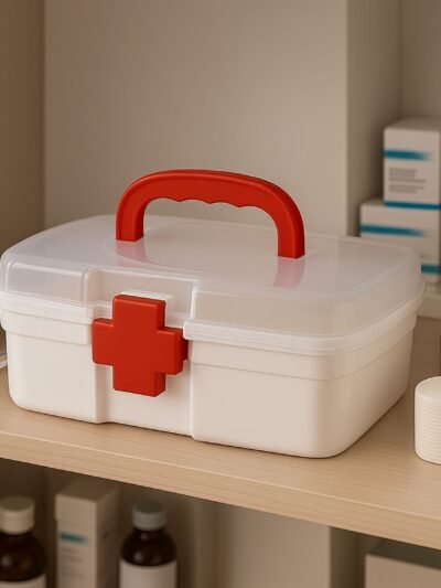 First Aid Box – 3-Compartment Portable Medicine Kit | Organivo