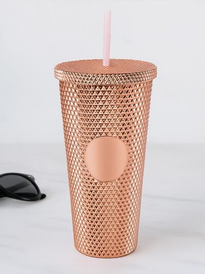 Studded Tumbler – Double Walled Cold Cup with Straw Lid