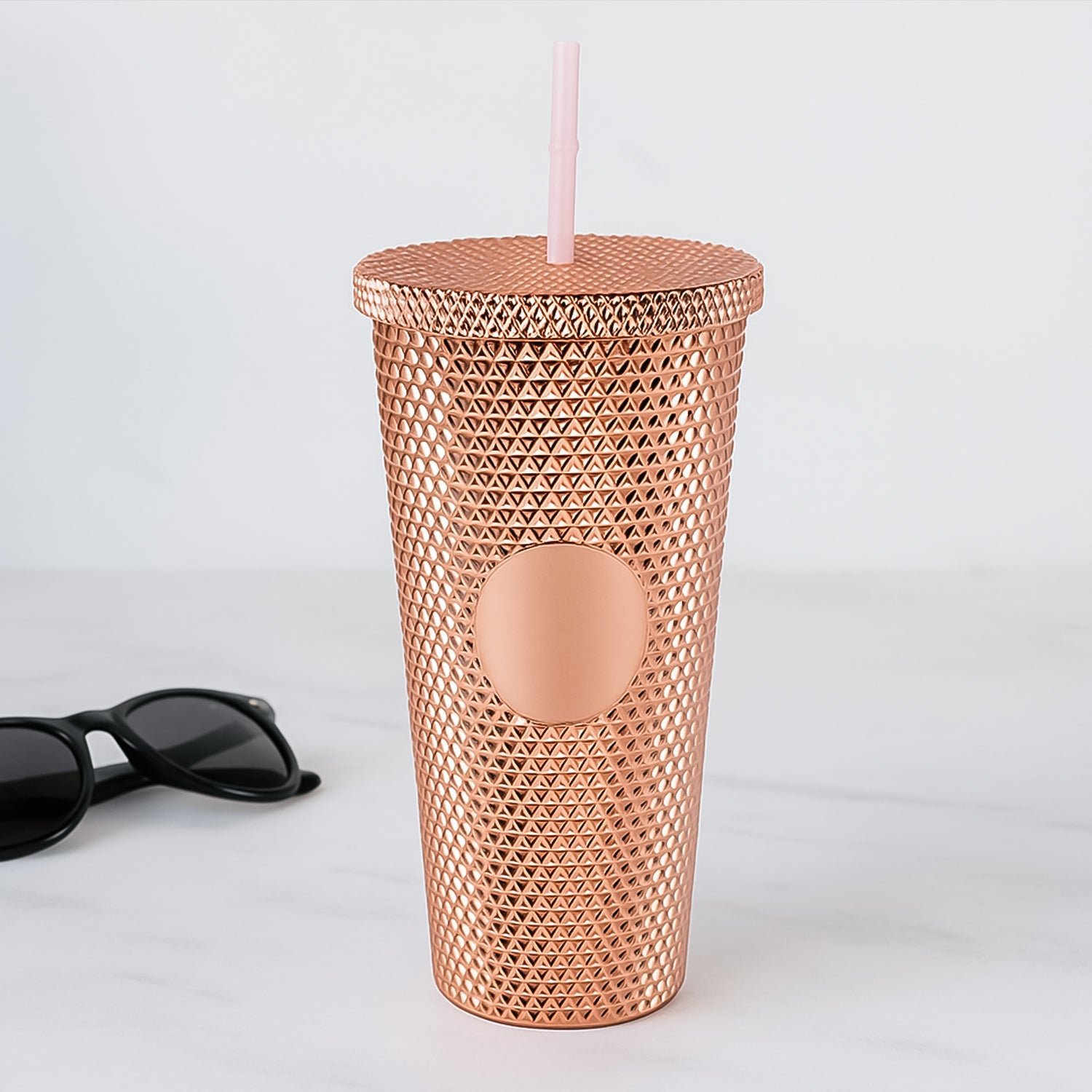 Studded Tumbler – Double Walled Cold Cup with Straw Lid
