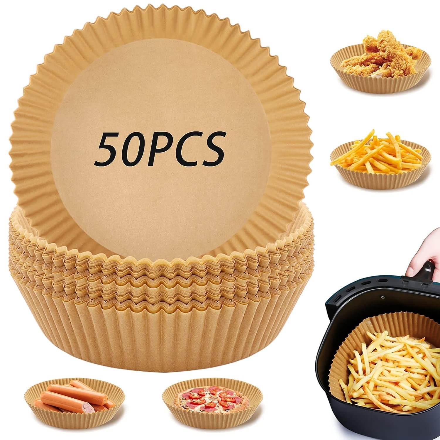 Air Fryer Liners � Round Disposable Parchment (50 Pcs) | Dabster