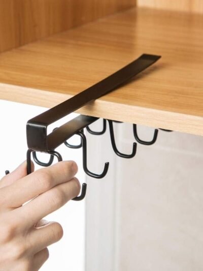 Double-Row Metal Cup Holder Rack – Space-Saving Kitchen Organizer