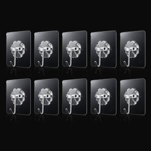 Strong Transparent Adhesive Wall Hooks � 10 Pc Set for Home & Kitchen