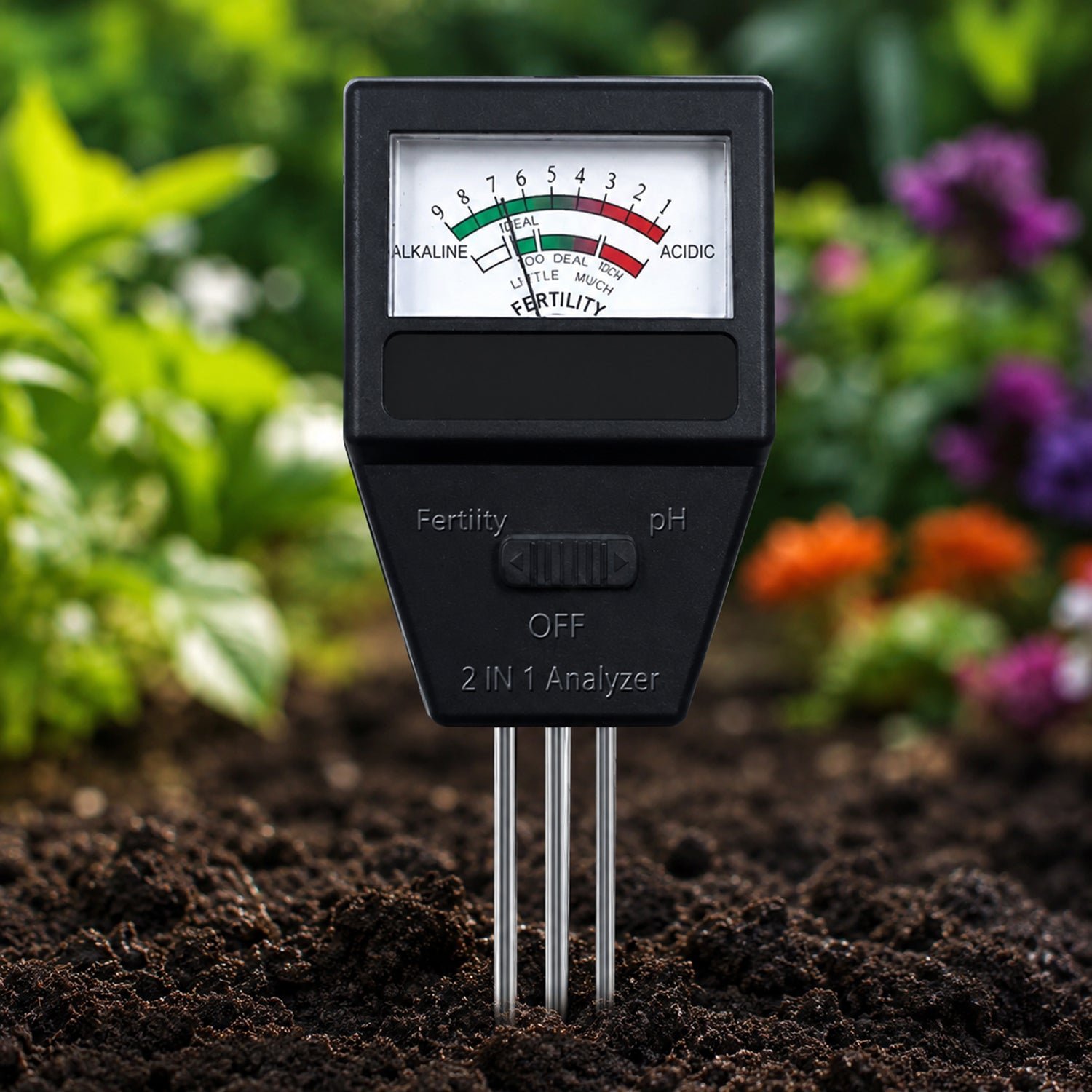 2 in 1 Soil Meter � Accurate pH & Fertility Testing for Gardens