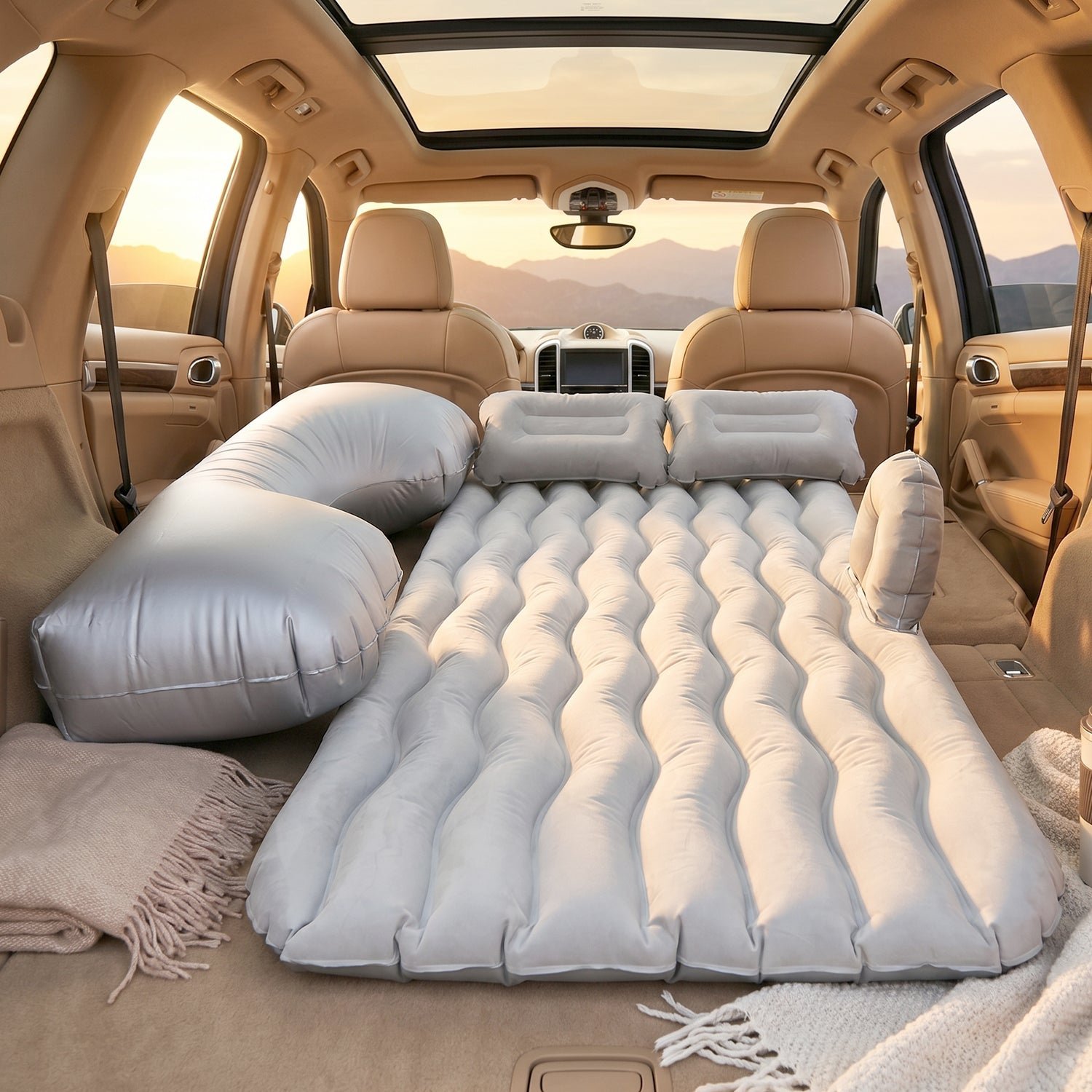 Portable Car Air Mattress � Foldable with Pump & Pillows for Road Trips