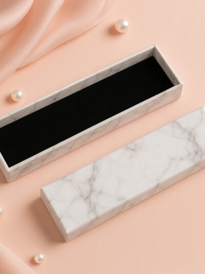 Jewelry Gift Box – Marble Finish Velvet Insert for Bracelets 21x5cm