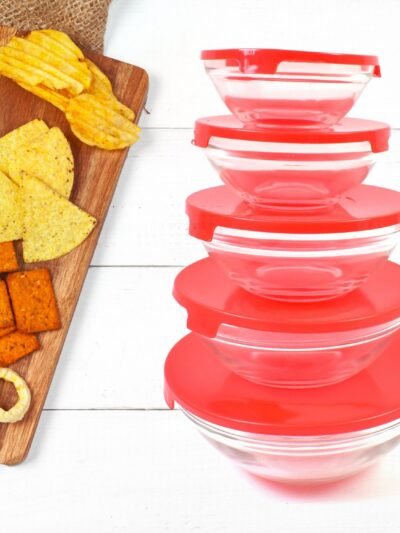 Glass Bowl Set � 5 Pcs Mixing & Storage with Lids | Organivo