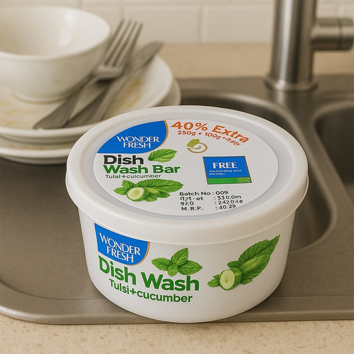 Dishwash Bar – Fresh Mix Flavor with Scrubber | Wonder Fresh