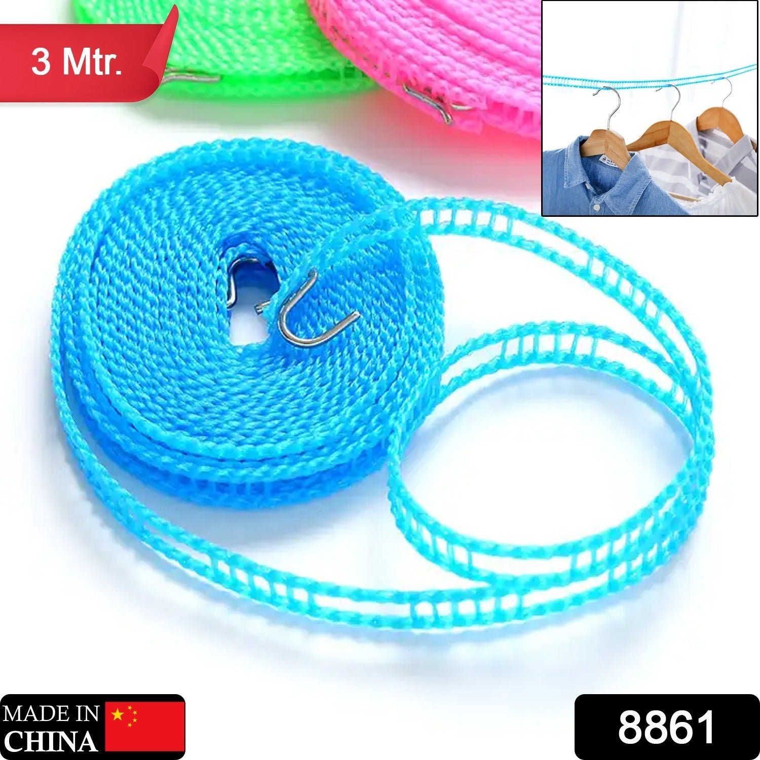 Anti-Slip Clothesline Rope – 3m Nylon, Indoor/Outdoor | Organivo