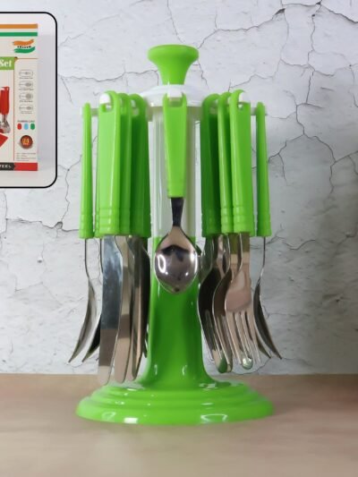 Stainless Steel Cutlery Set – 24 Pieces with Rotating Stand