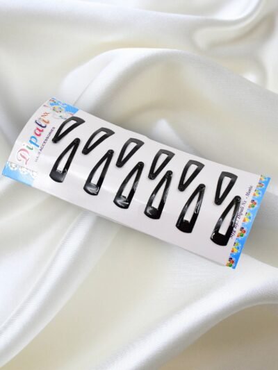 Metal Tic Tac Hair Clips – 12 Pcs Matt Black Set | Calm & Curl