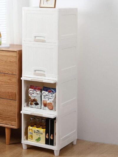 Foldable Storage Cabinet – 4-Layer Plastic Drawers | Velvet Organizers
