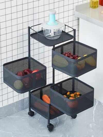 Kitchen Trolley – 4-Layer Metal Organizer for Fruits & Veggies | Tidy Table