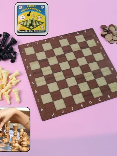 Chess & Checkers Travel Game Set – Portable Foldable Board