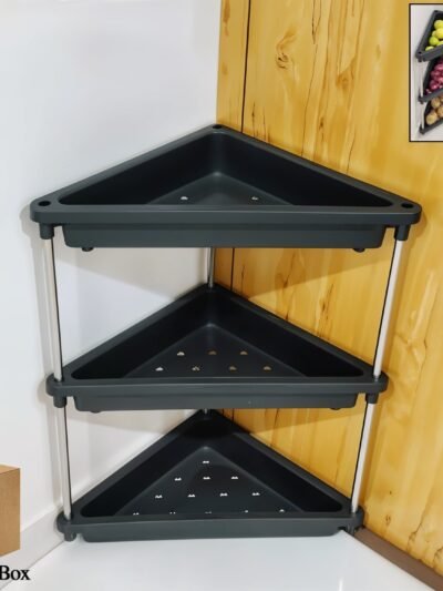 Plastic Corner Storage Rack – 3-Layer Space-Saving Shelf