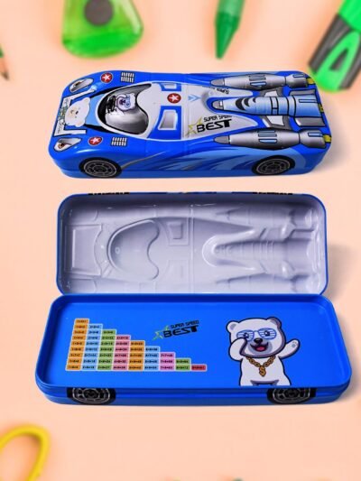 Car Shape Compass Box – Metal Pencil Case for Kids |