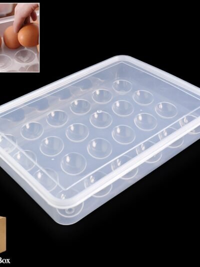 Plastic Egg Storage Container – Clear 24-Grid Fridge Organizer