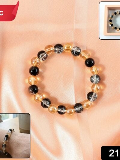 Dual-Tone Crystal Beaded Stretch Bracelet – Elegant & Comfortable