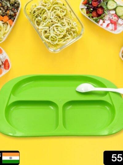 3-Compartment Food Plate – BPA-Free, Microwave Safe | FitFuzion