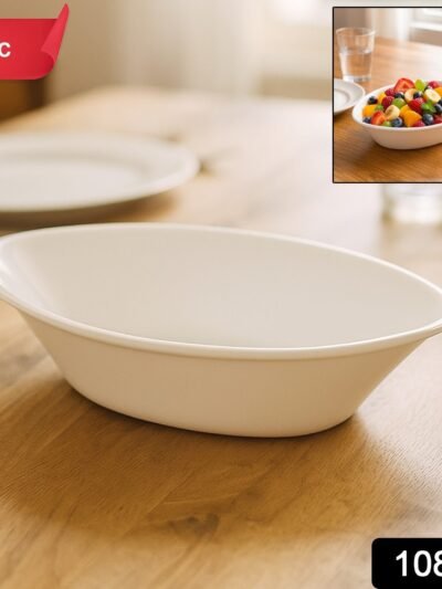 Marin Oval Serving Bowl – Deep, Elegant White Plastic Bowl