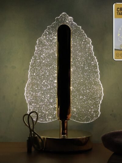 LED Crystal Table Lamp – Elegant Leaf Design with USB Power
