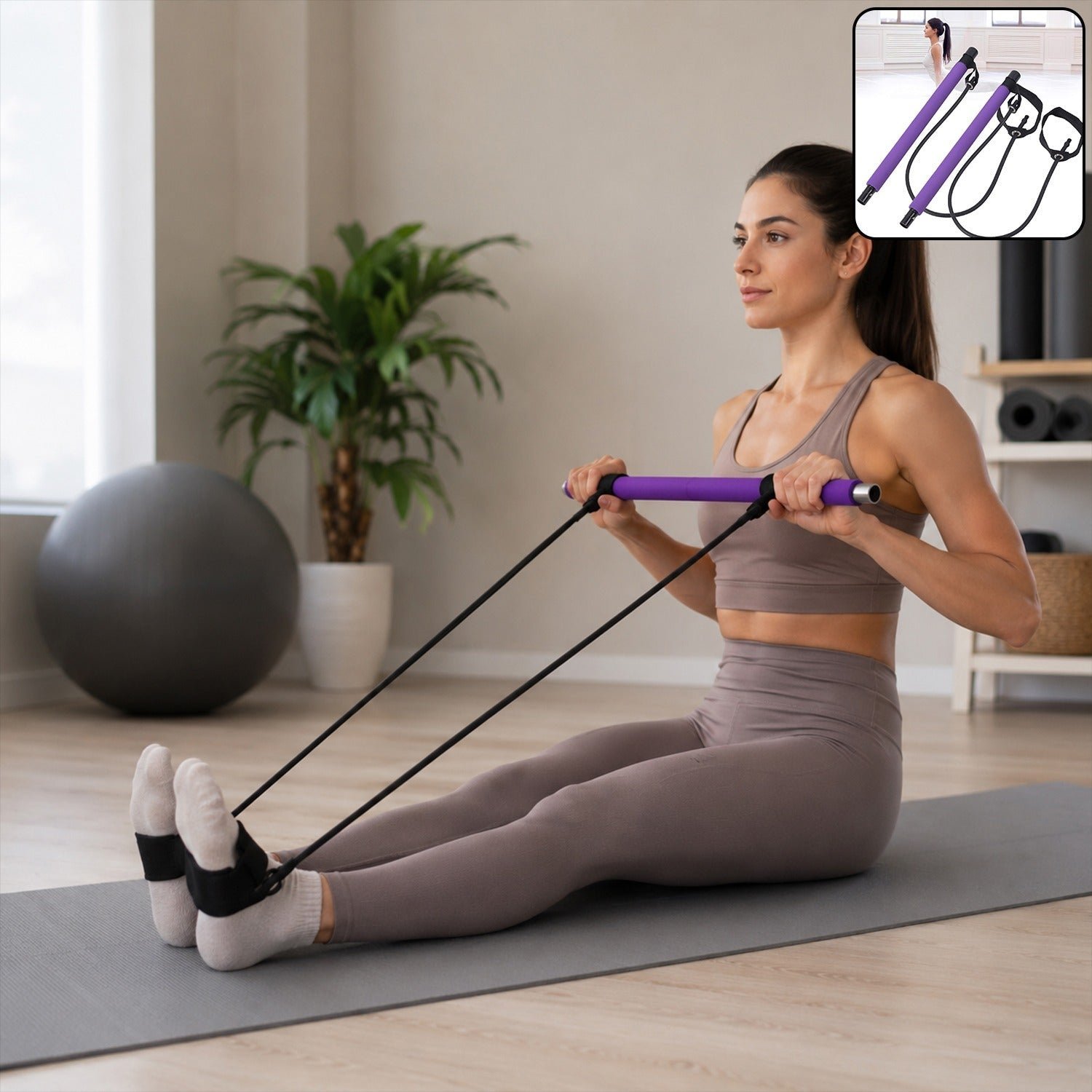 Pilates Bar with Resistance Bands � Full-Body Home Workout Kit