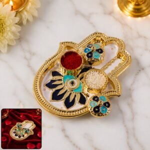 Hand Shaped Kankavati � Elegant Puja Storage with Enamel Work