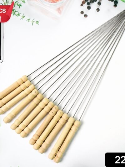 BBQ Skewers – Stainless Steel with Wooden Handles, Set of 12 | Indo Glow