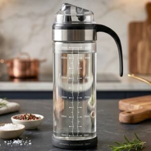 Glass Oil Dispenser Bottle � Leak-Proof, Auto Flip Lid & Handle