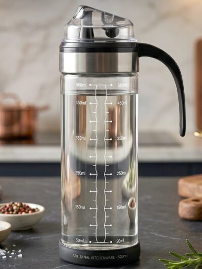 Glass Oil Dispenser Bottle � Leak-Proof, Auto Flip Lid & Handle