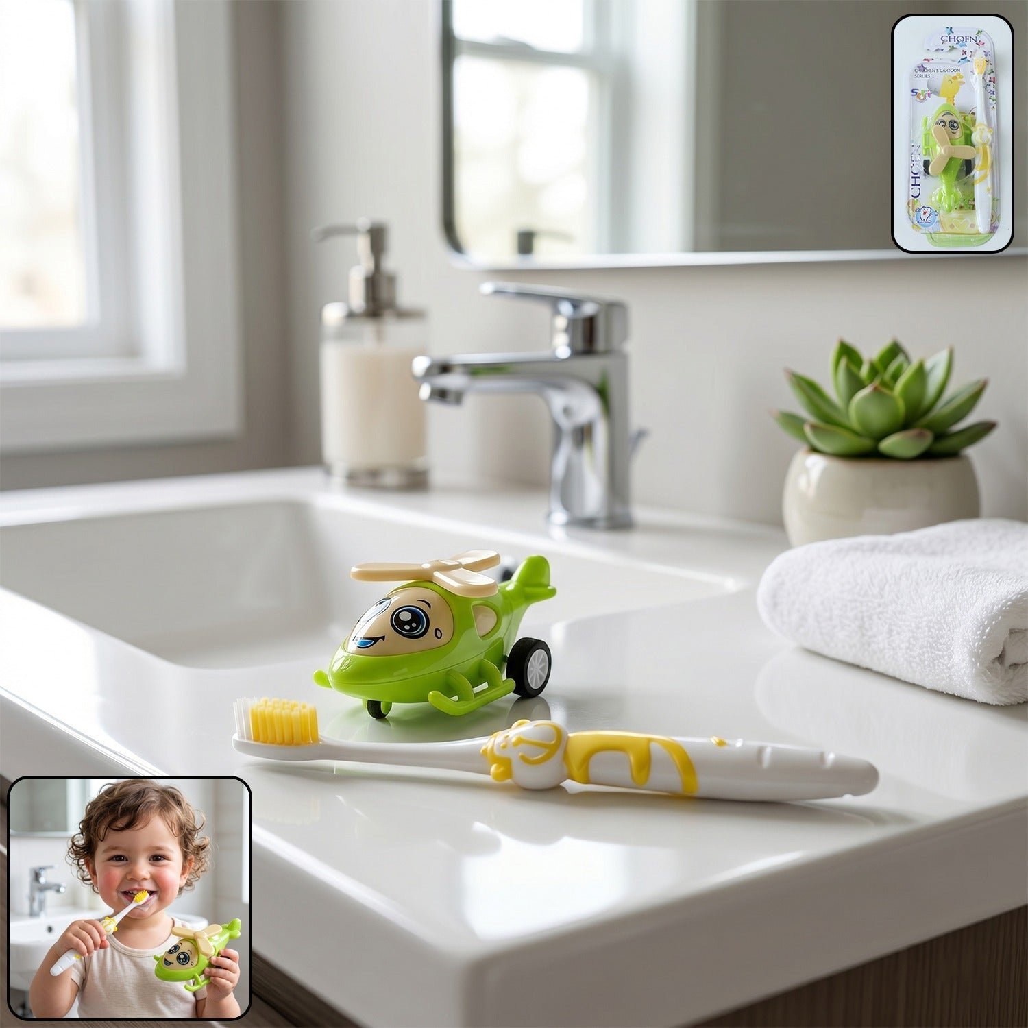 Kids Toothbrush with Helicopter Toy � Fun & Effective Oral Care