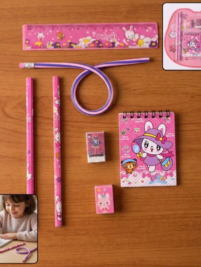 Kids Stationery Set � 7-in-1 Cute Pink Gift Pack for Girls