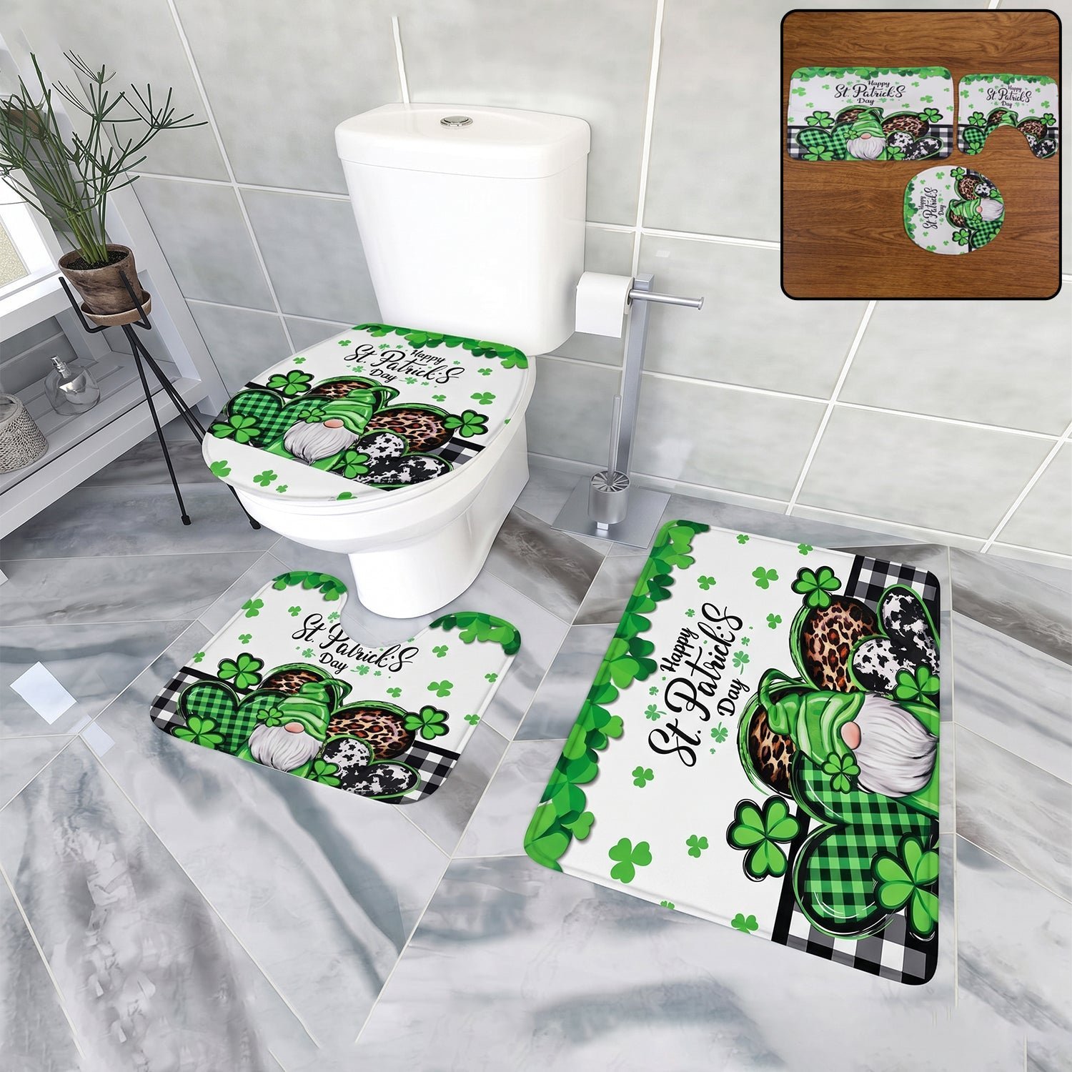 3 in 1 Bathroom Mat Set � Complete Floor Coverage & Non-Slip Design