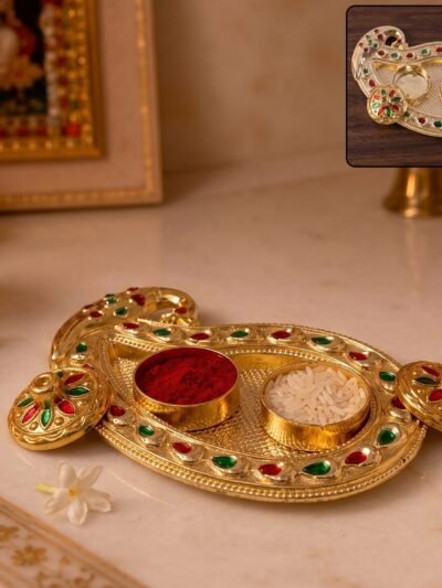 Golden Kumkum Kankavati Holder � Elegant Pooja Organiser