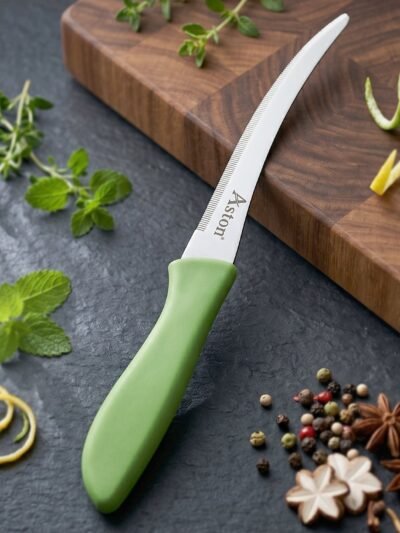 Kitchen Utility Knife � Sharp, Curved Serrated Blade for Precise Cutting