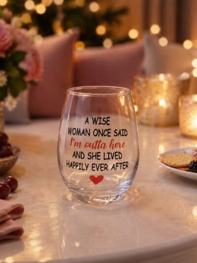 Printed Quote Stemless Glass Tumbler - Fun & Elegant Drinkware